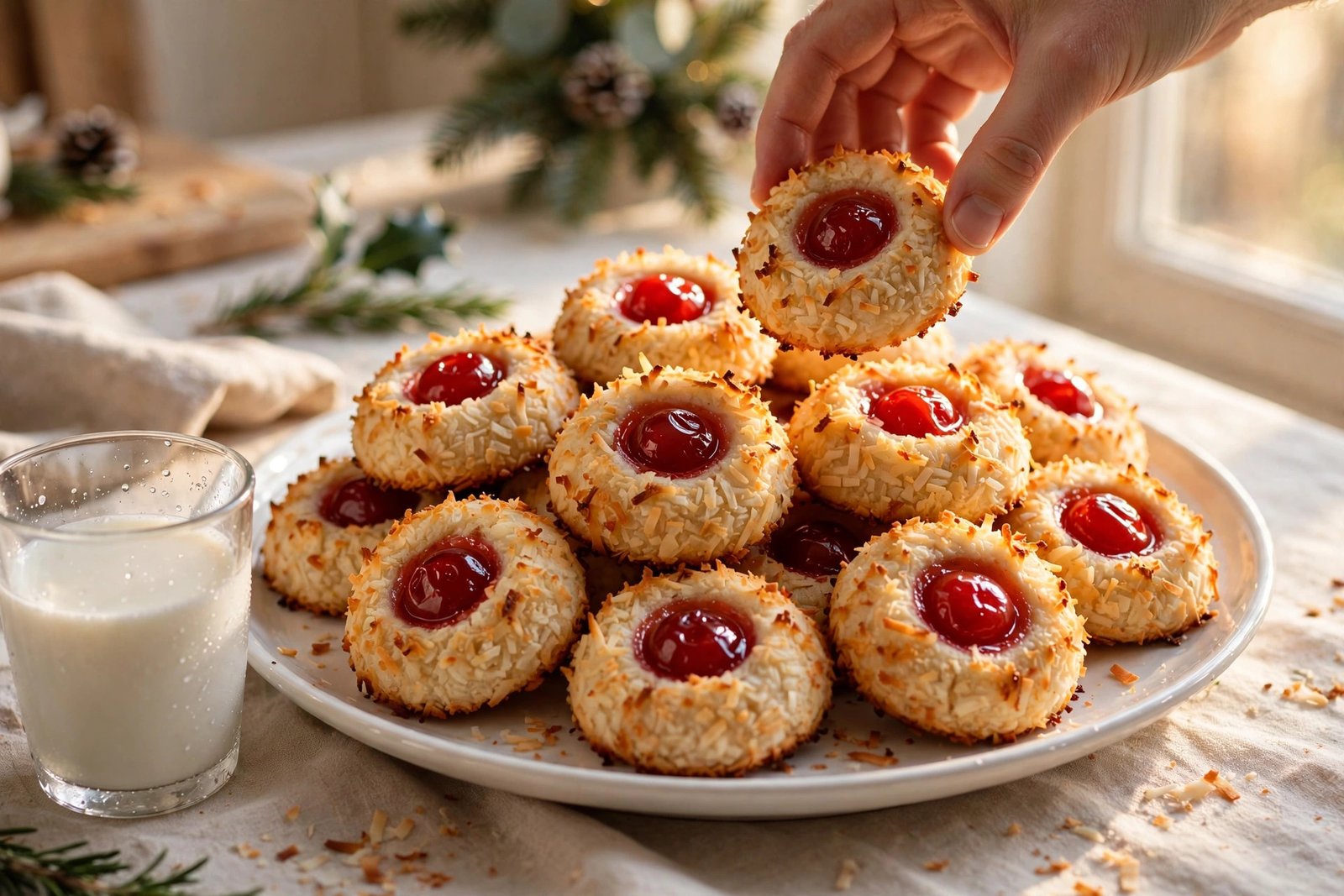 Coconut Cherry Cookies Recipe